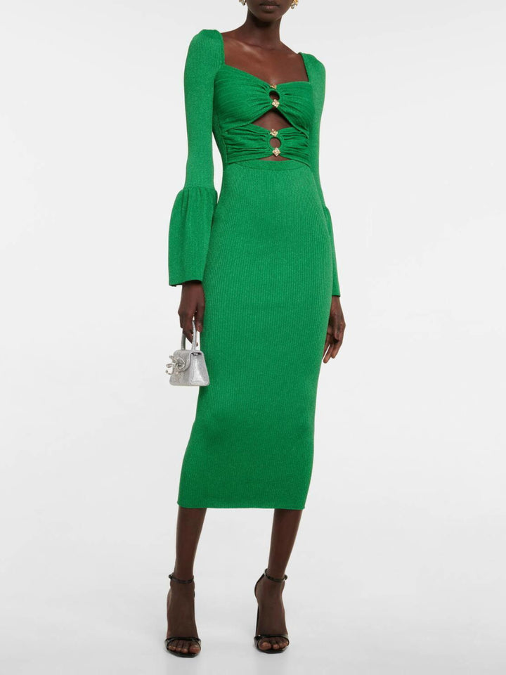 Green Hollow Midi Dress