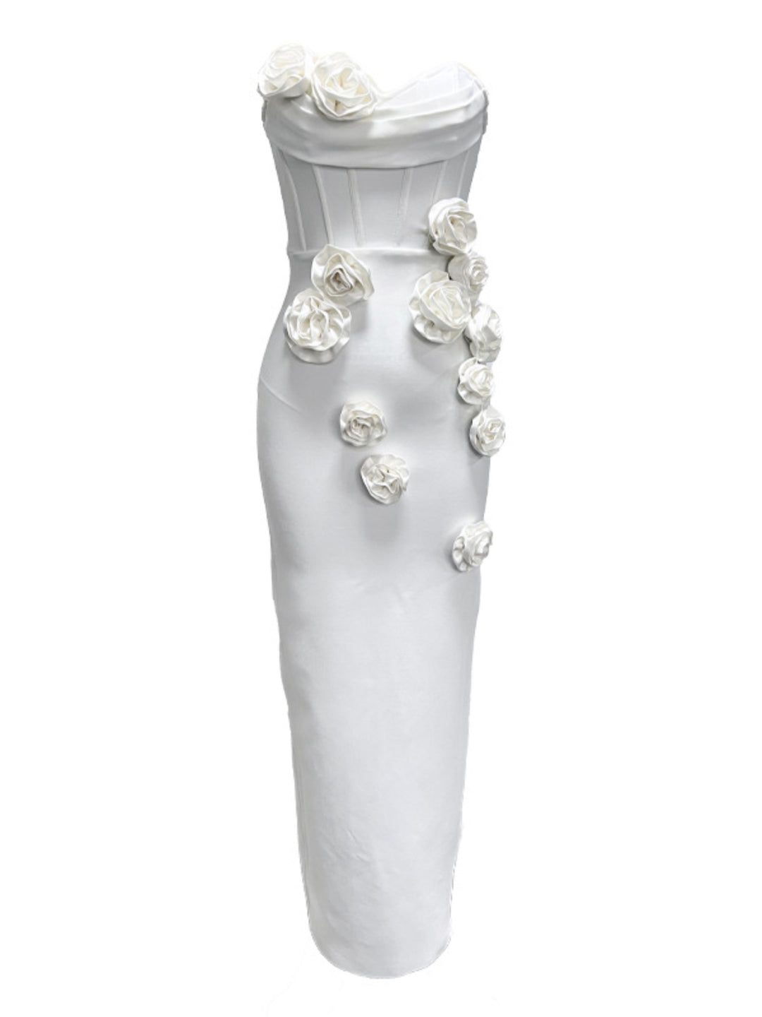 3D Flower Tube Top Maxi Dress